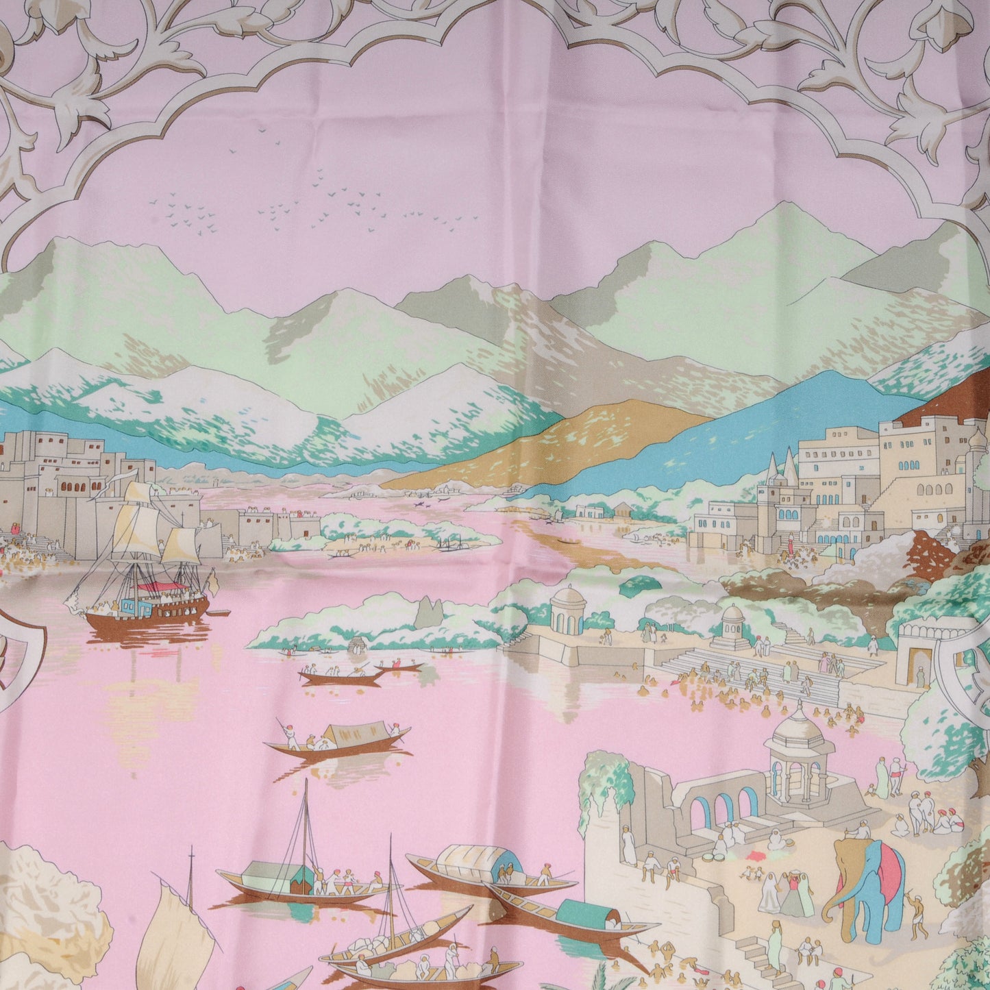 Silk Le Fleuve SacrÃ© Scarf 90 Rose/Vert N