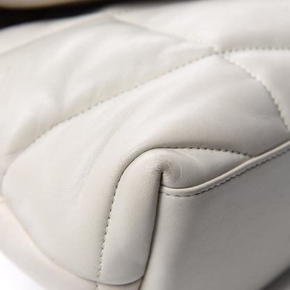 Saint Laurent Lambskin Quilted Small Loulou Puffer Monogram Chain Satchel Blanc Vintage 8 of 16