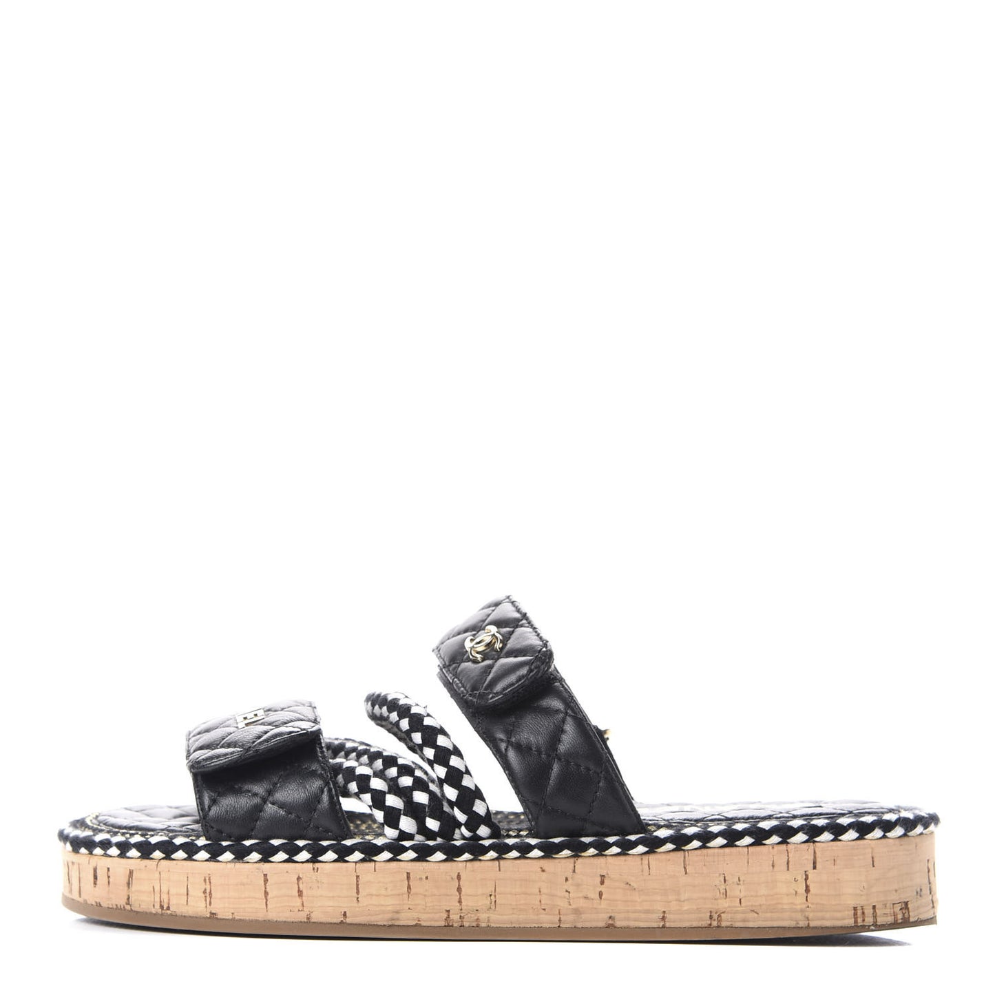 Cord Lambskin Quilted Logo Mules 39 Black