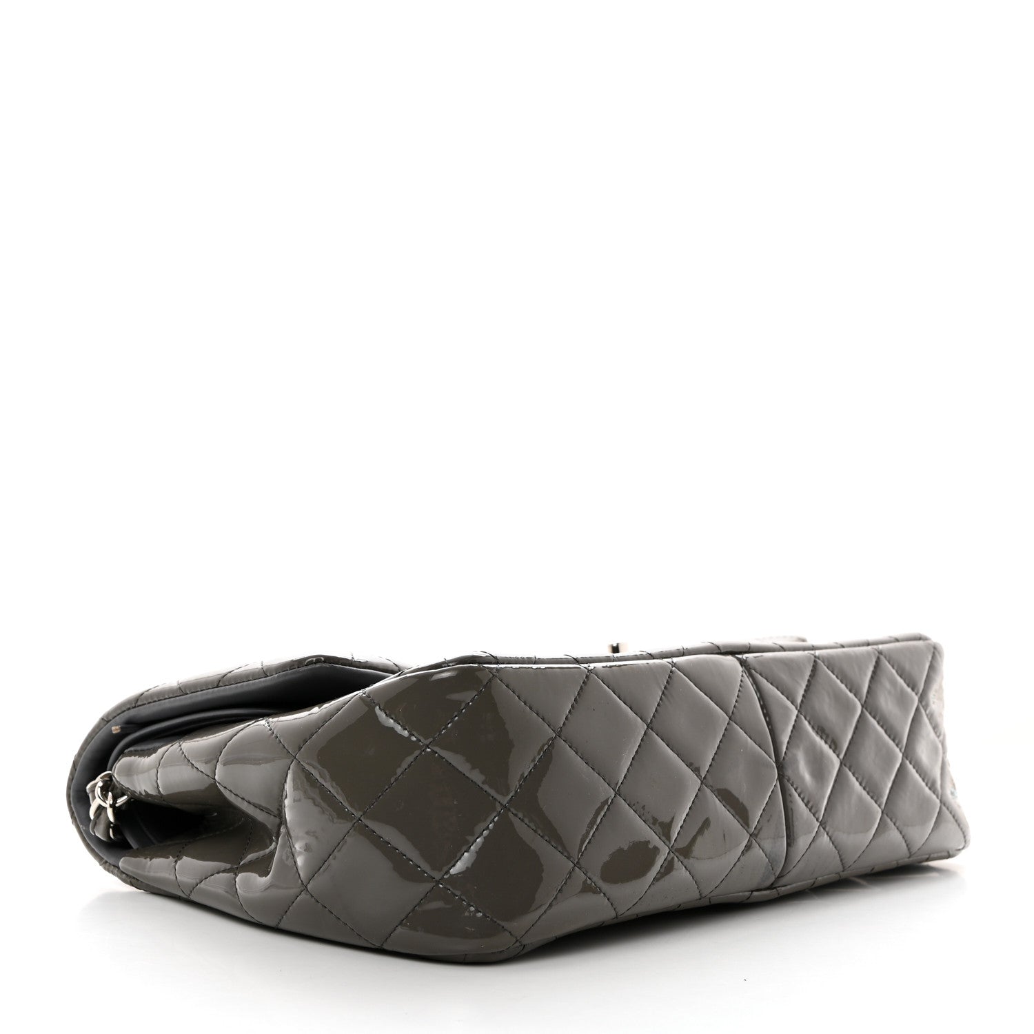Chanel Patent Calfskin Quilted Jumbo Double Flap Grey 4 of 10
