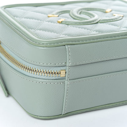 Chanel Caviar Quilted Small CC Filigree Vanity Case Mint 8 of 10