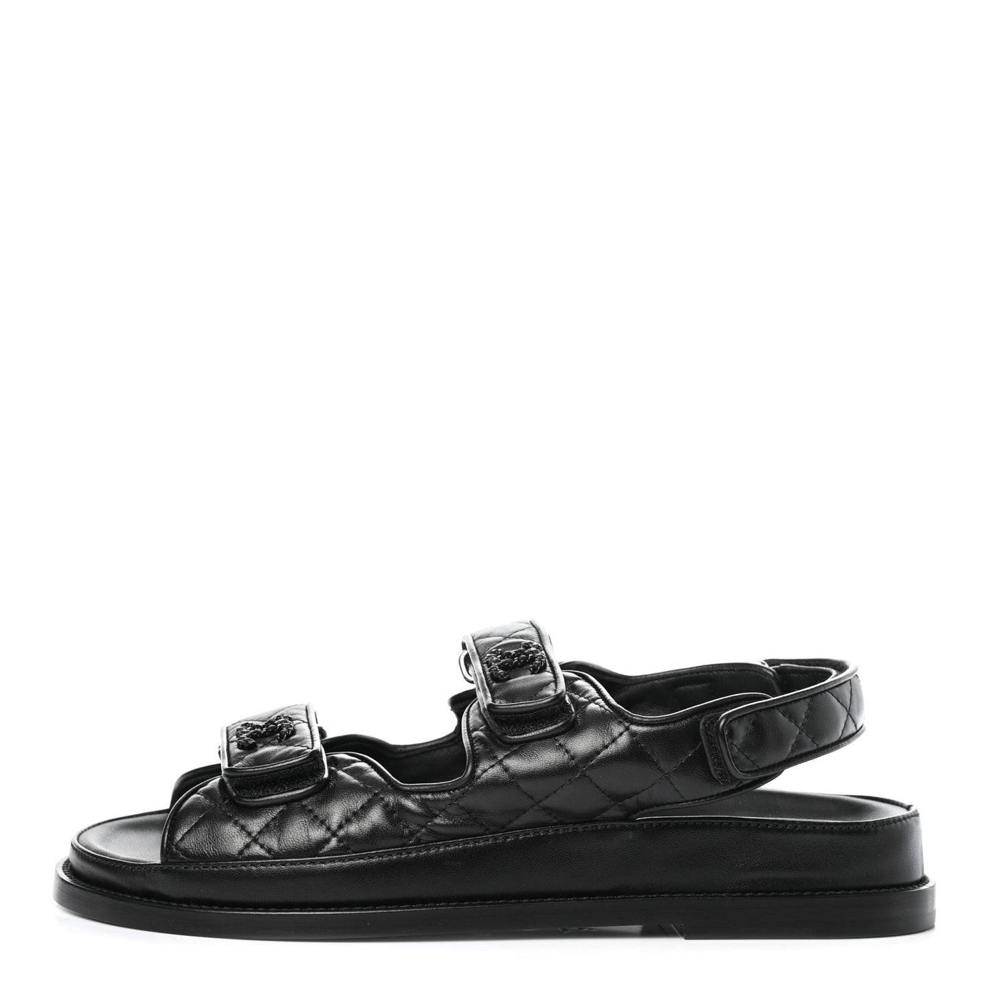 Lambskin Velcro Dad Sandals 38.5 Black