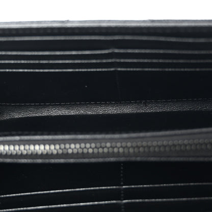 Saint Laurent Grain De Poudre Matelasse Chevron Monogram Flap Wallet Black 5 of 9