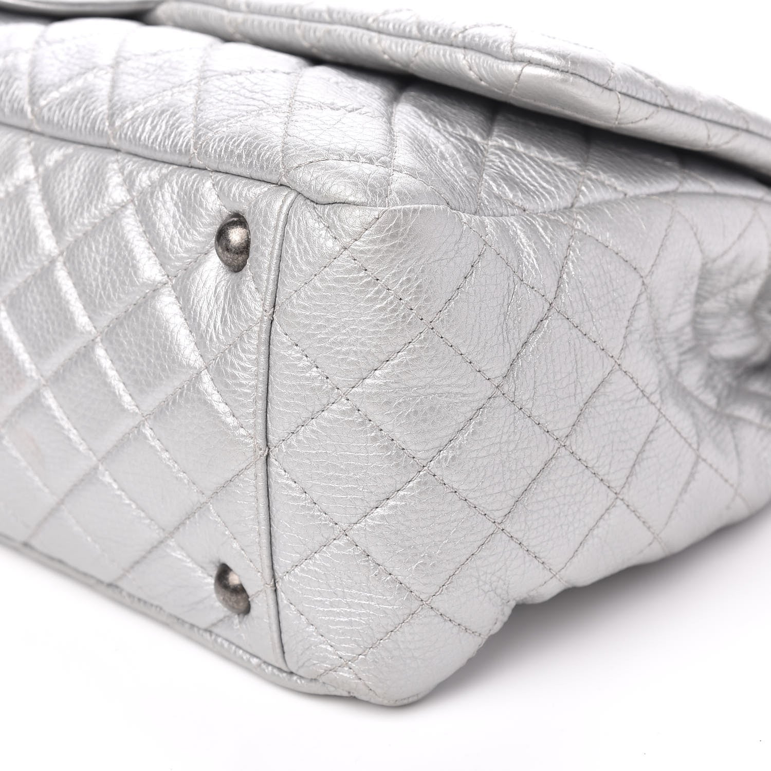 Chanel Metallic Calfskin Quilted XXL Travel Flap Bag Silver 9 of 10