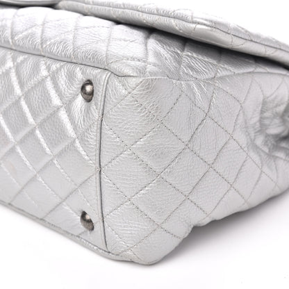 Chanel Metallic Calfskin Quilted XXL Travel Flap Bag Silver 9 of 10