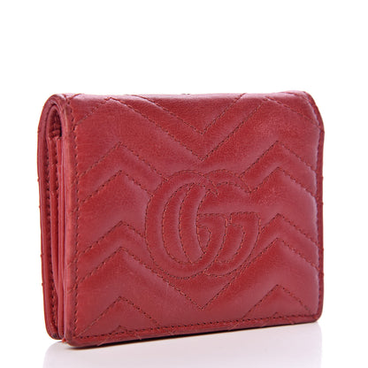 Gucci Calfskin Matelasse GG Marmont Card Case Hibiscus Red 3 of 10