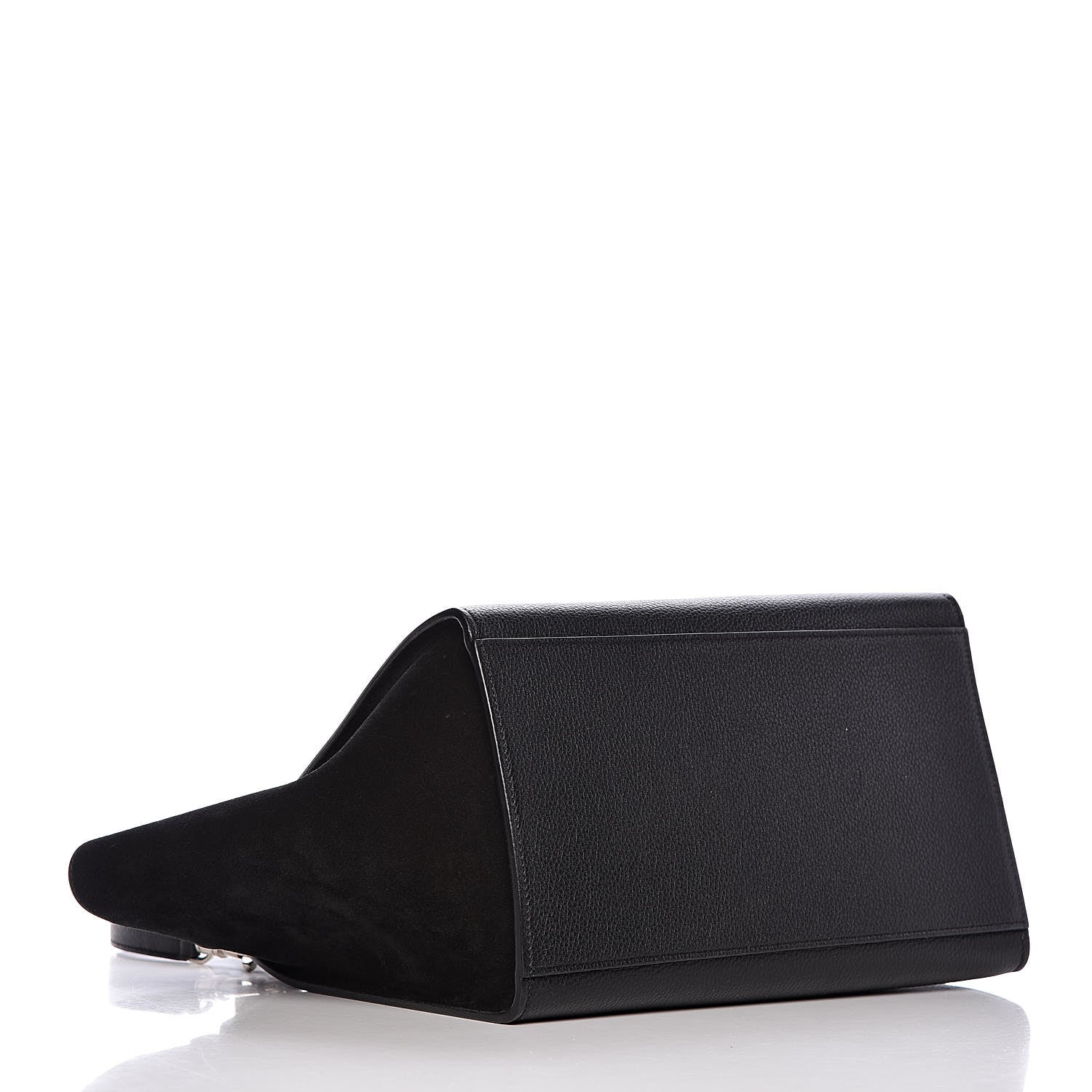 Celine Drummed Calfskin Suede Small Trapeze Black 5 of 9
