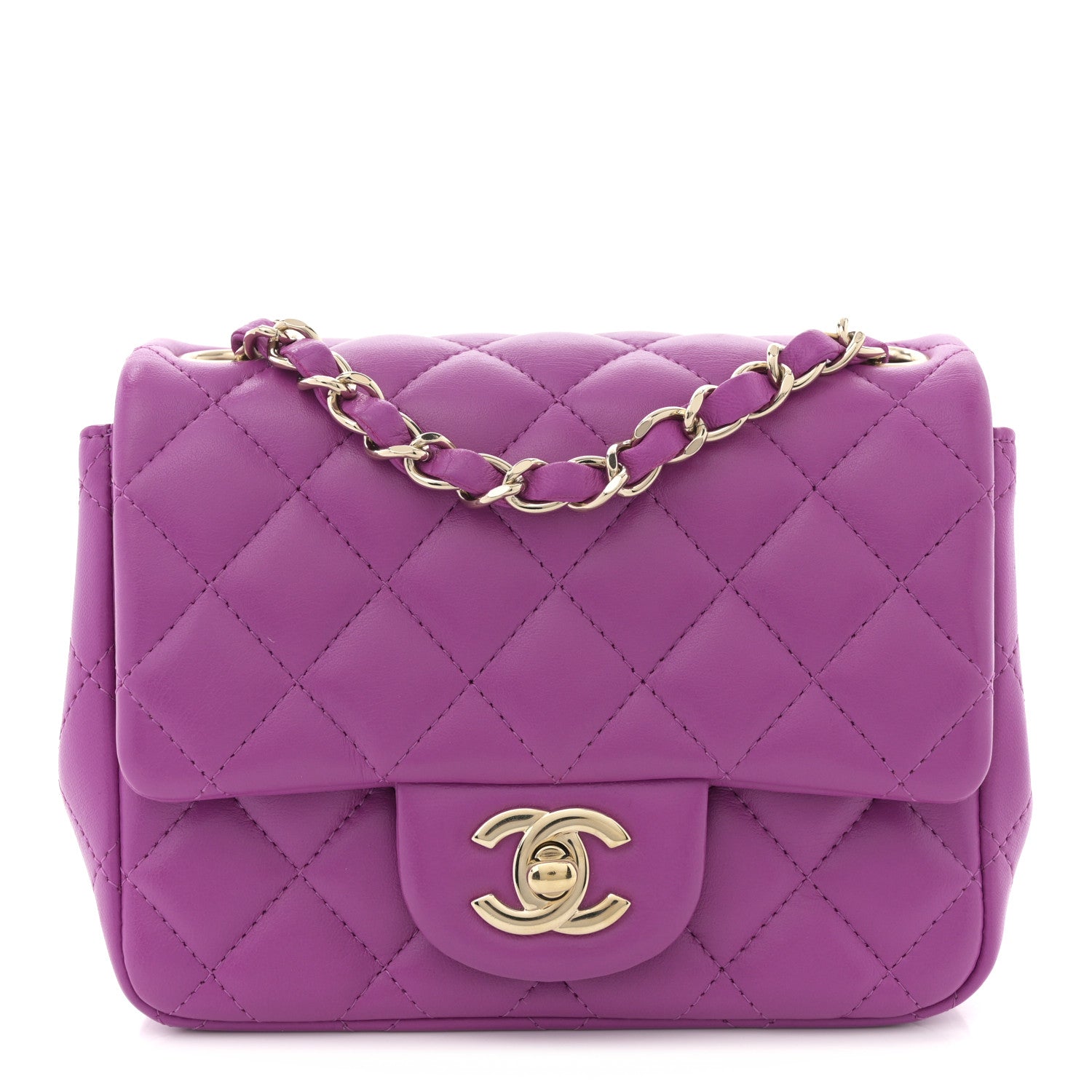 Chanel Lambskin Quilted Mini Square Flap Purple 1 of 10