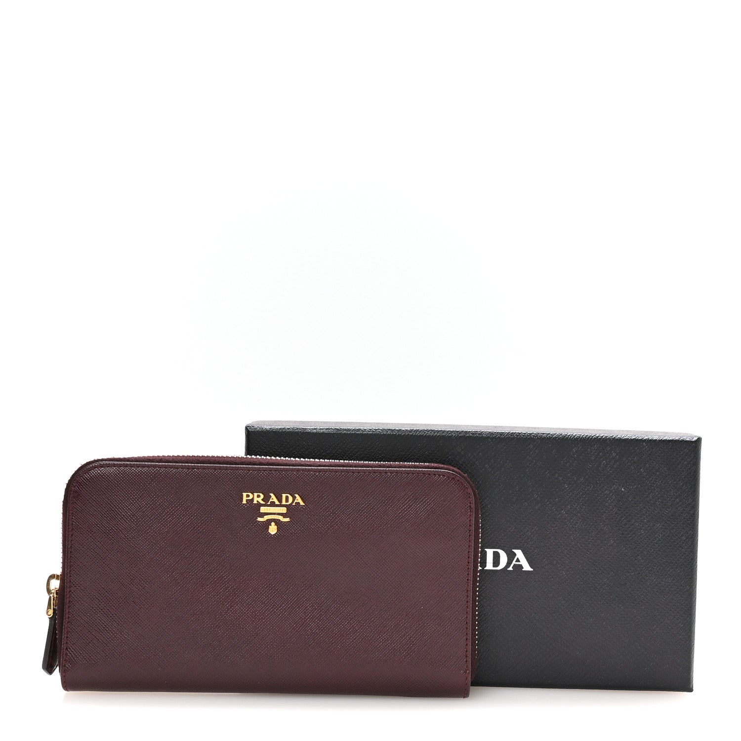 Prada Saffiano Metal Zip Around Wallet Bordeaux 8 of 8