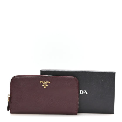 Prada Saffiano Metal Zip Around Wallet Bordeaux 8 of 8