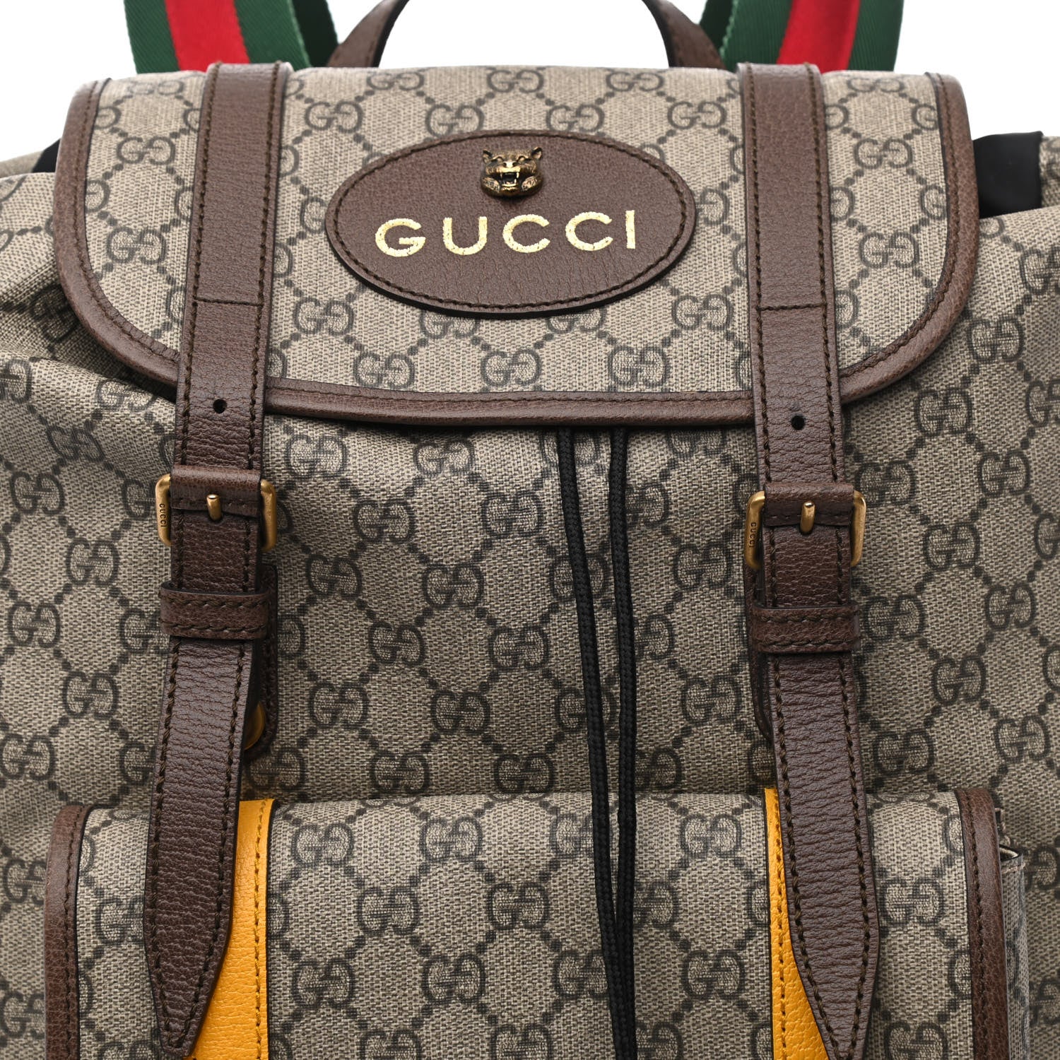 Gucci Soft GG Supreme Monogram Neo Vintage Double Buckle Backpack Beige New Acero Crop 8 of 10