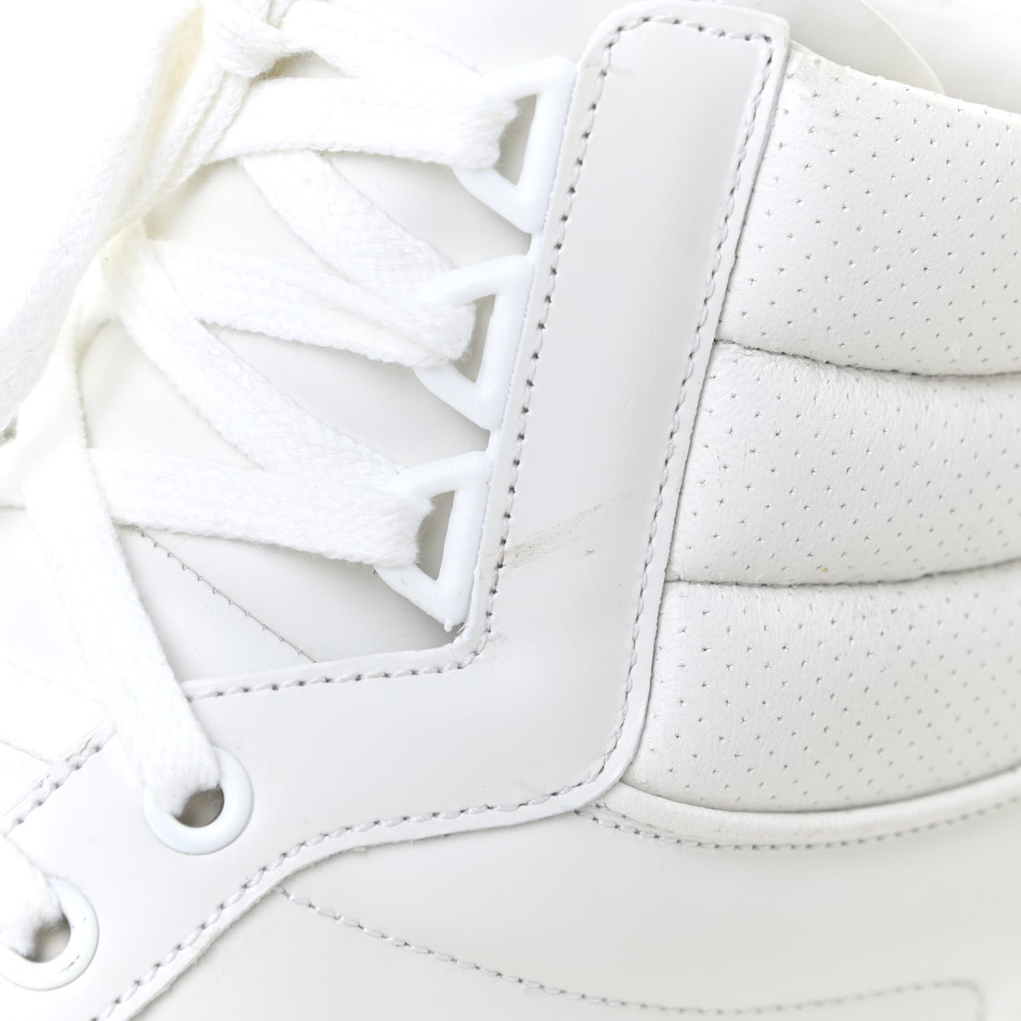 Calfskin Interlocking G Perforated Mens Ace High Top Sneakers 10 White Great White Grey Sky