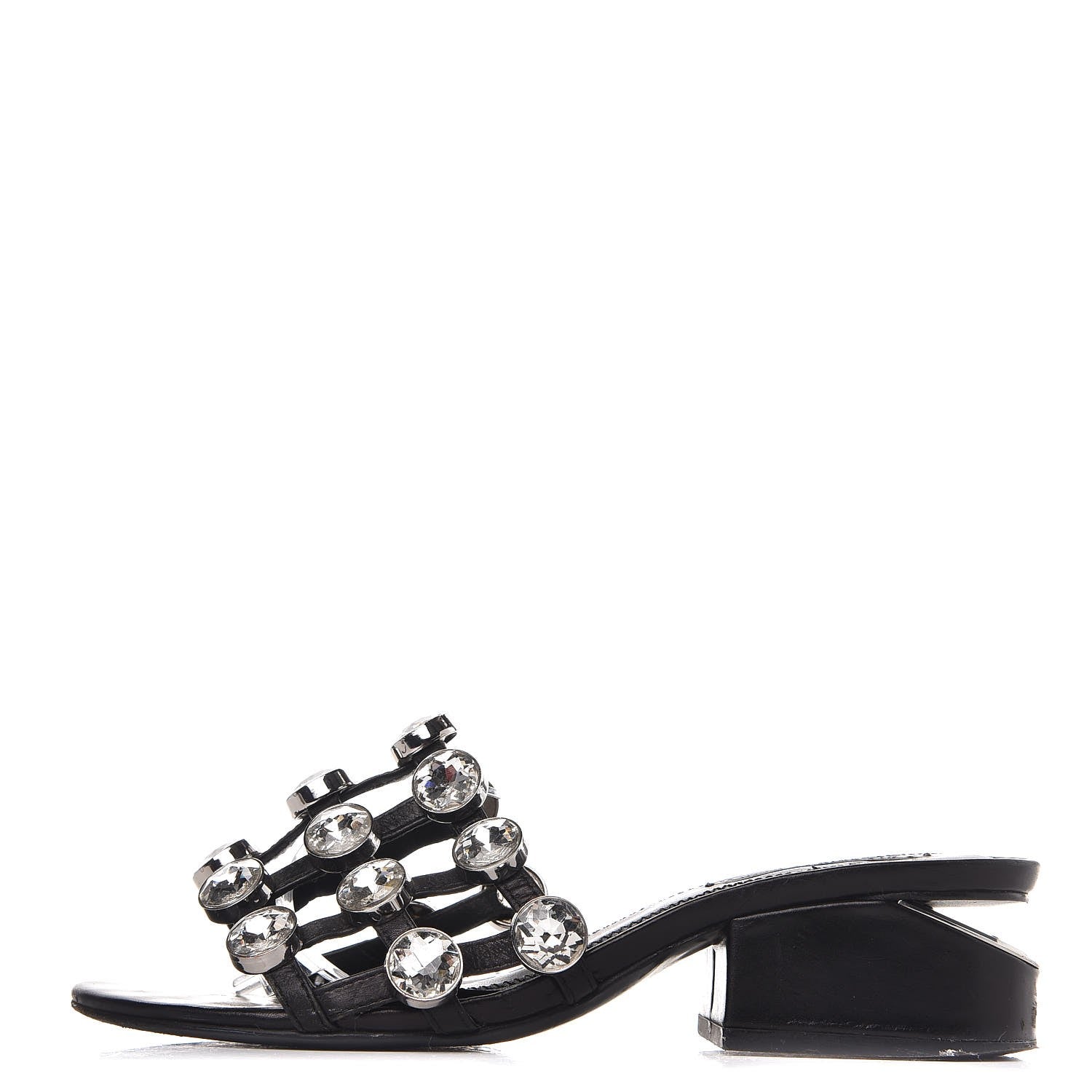 Alexander Wang Calfskin Crystal Embellished Amelia Cut Out Sandals 35 Black 1 of 11