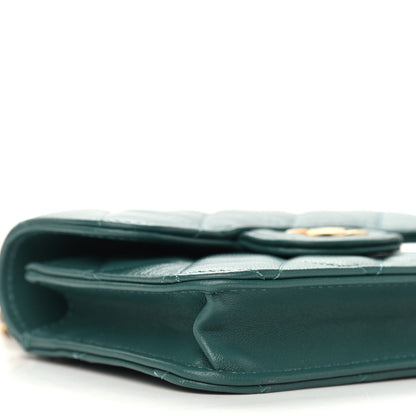 Chanel Lambskin Quilted Top Handle Flap Coin Purse With Chain Green 10 of 11