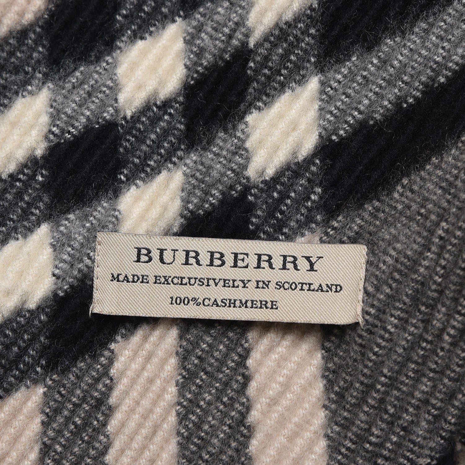 Burberry Cashmere Check Fringe Skinny Scarf Beige 4 of 4
