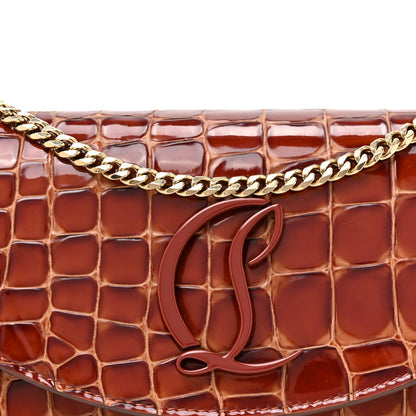 Christian Louboutin Calfskin Embossed Crocodile Loubi54 Crossbody Clutch Acajou 9 of 11