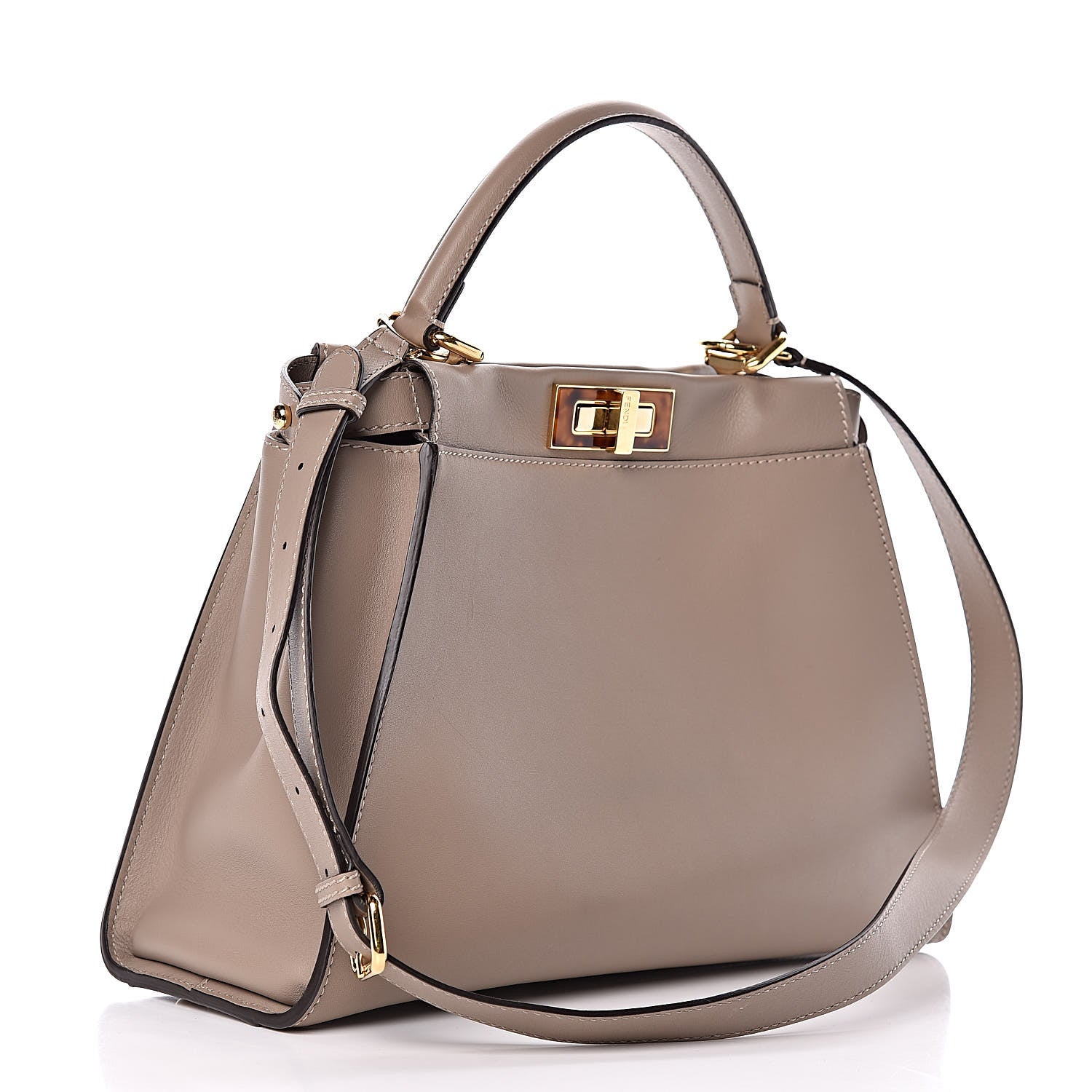 Fendi Vitello Seta Plexiglass Tortoise Medium Peekaboo Iconic Satchel Tortora 3 of 10