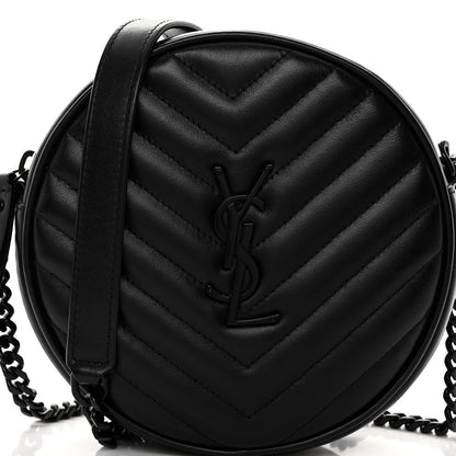 Saint Laurent Calfskin Matelasse Chevron Round Vinyle Camera Bag Black 7 of 9