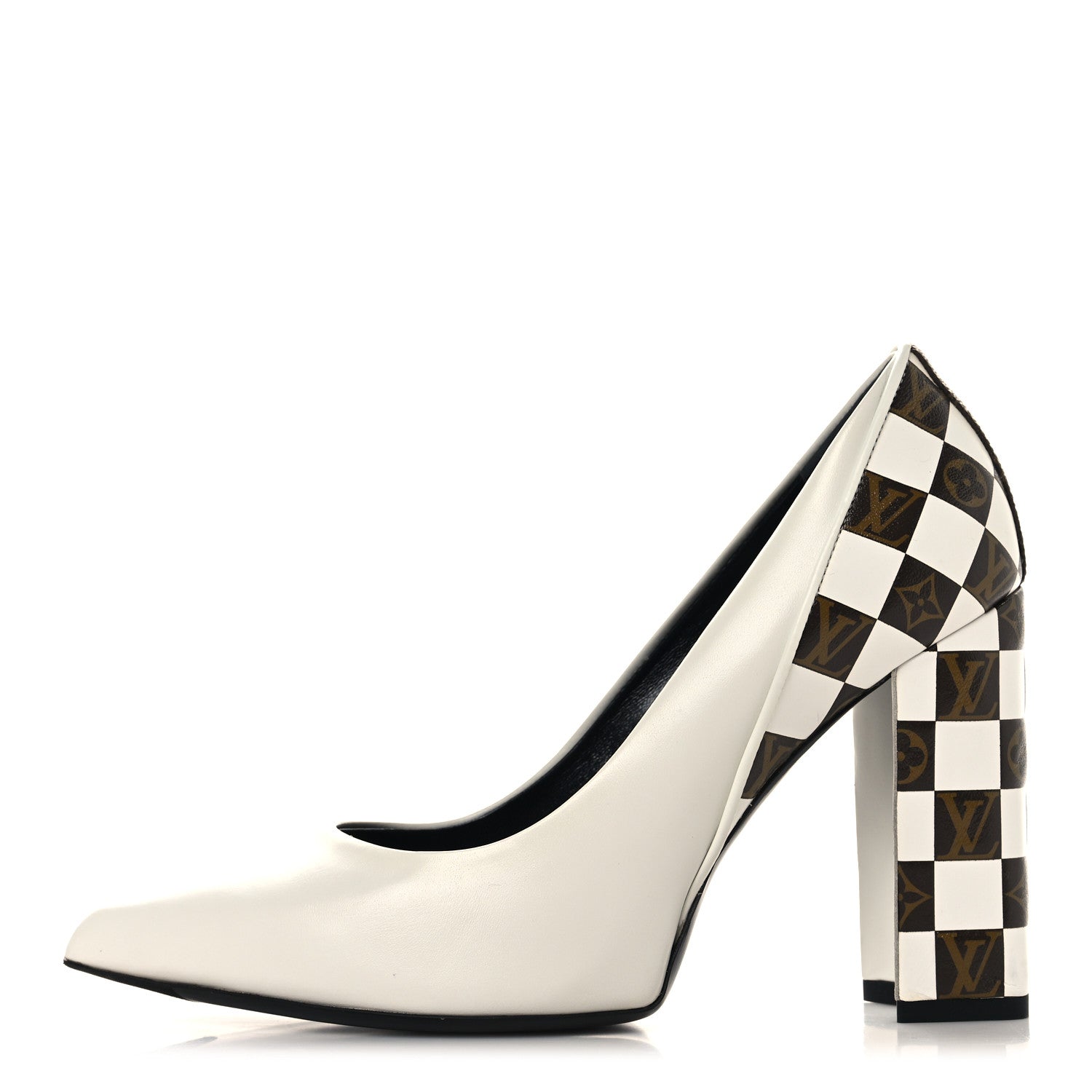 Louis Vuitton Calfskin Monogram Damier Tressage Matchmake Pumps 37.5 White 1 of 9