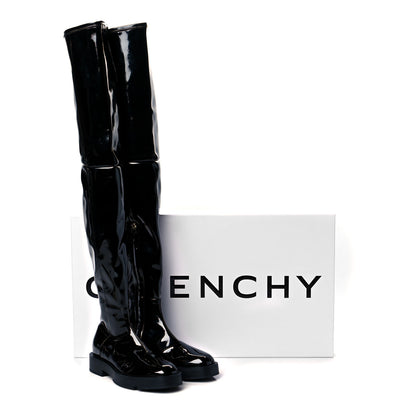 Givenchy Patent Square Flat Over The Knee Boots 7.5 Black 9 of 9