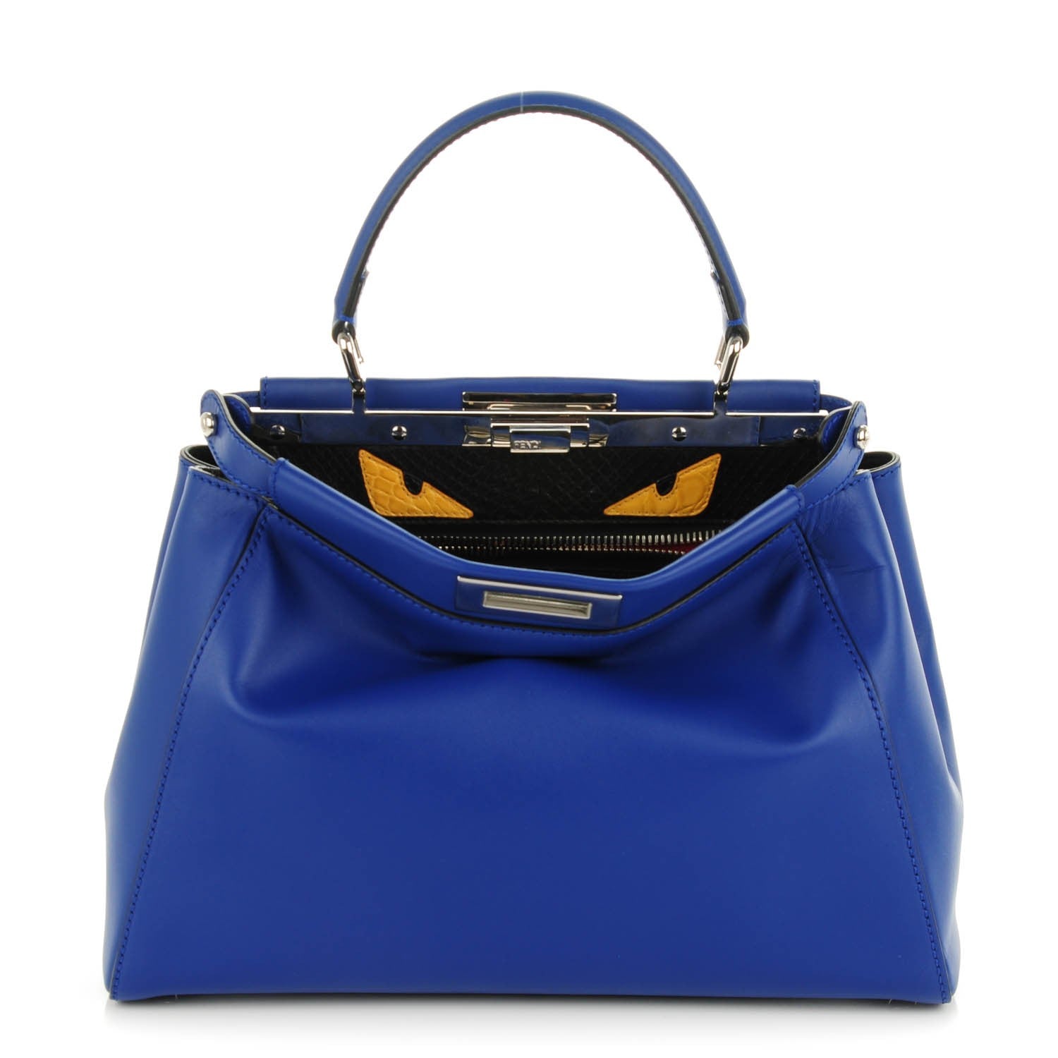 Fendi Vitello Morgan Python Crocodile Monster Eyes Medium Peekaboo Iconic Satchel Blue Neon Sunflower 1 of 9