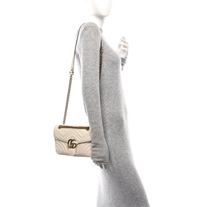 Gucci Calfskin Matelasse Medium GG Marmont Shoulder Bag White 2 of 11