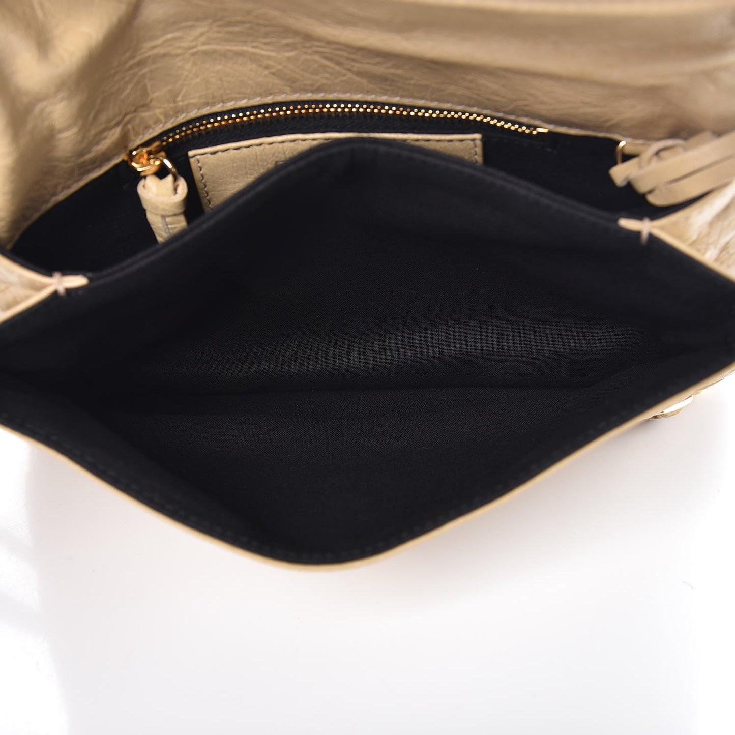 Agneau Classic Gold Hardware Mini Envelope Strap Clutch Beige Sable