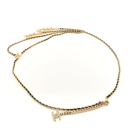 Chanel Lambskin Crystal Charm Chain CC Belt Black Gold 4 of 8
