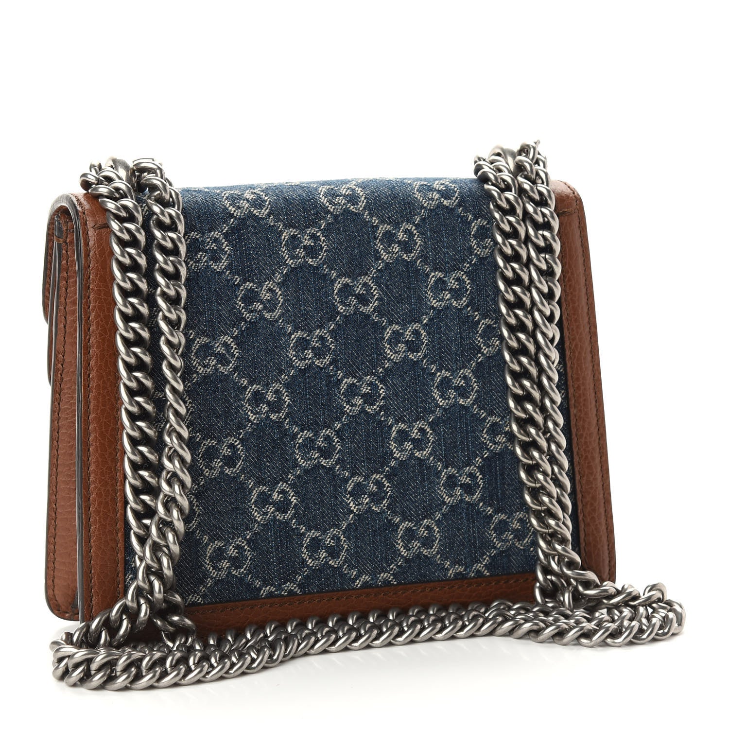Gucci New Denim GG Monogram Dollar Calfskin Enamel Mini Dionysus Shoulder Bag Blue Tea Cuir Epilog Electric Blue 2 of 8