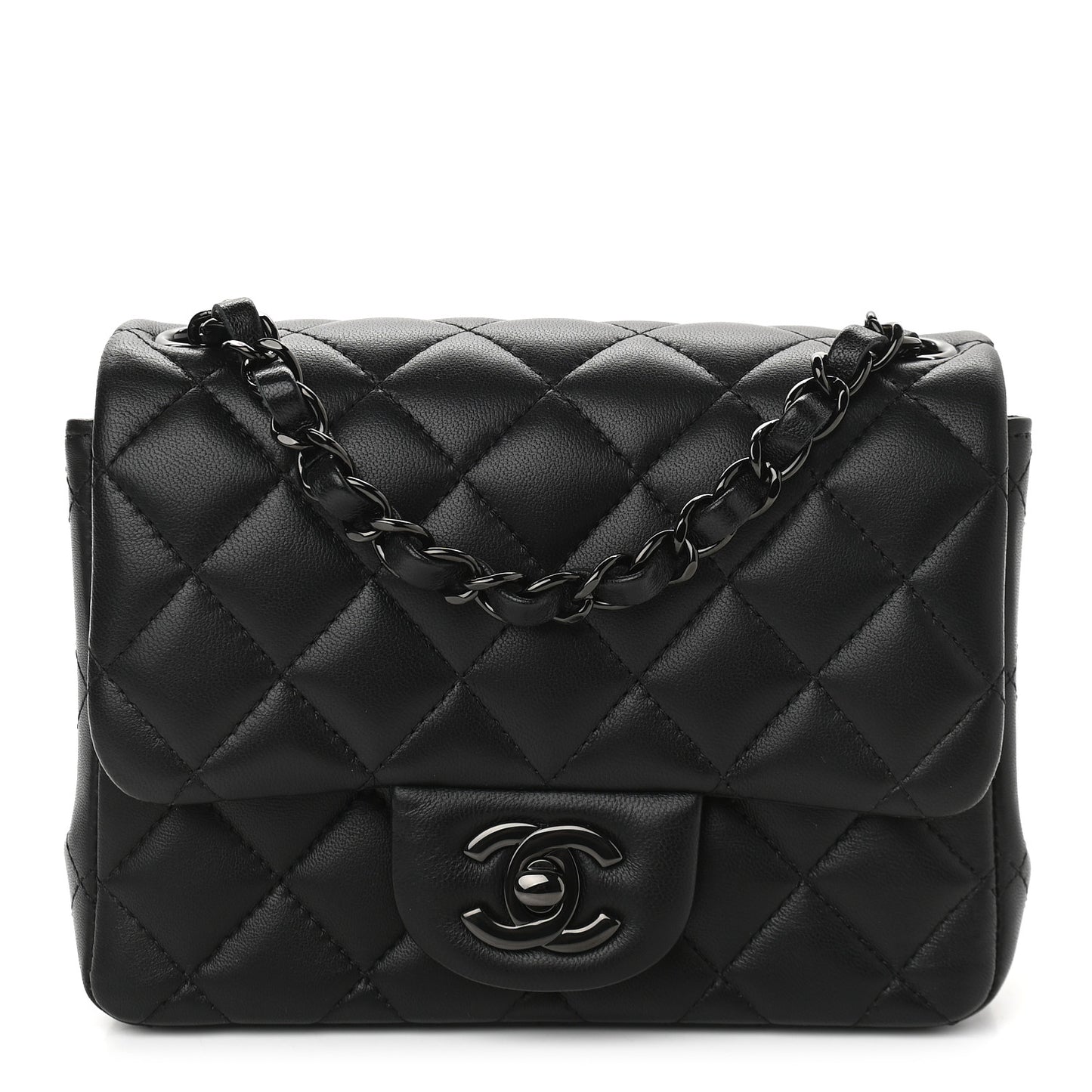 Lambskin Quilted Mini Square Flap So Black