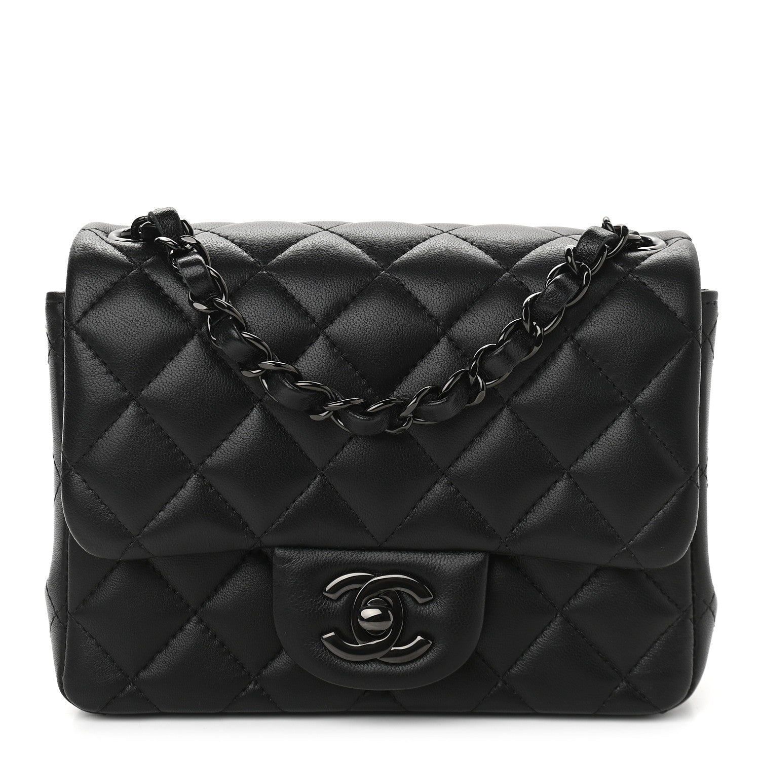 Chanel Lambskin Quilted Mini Square Flap So Black 1 of 9