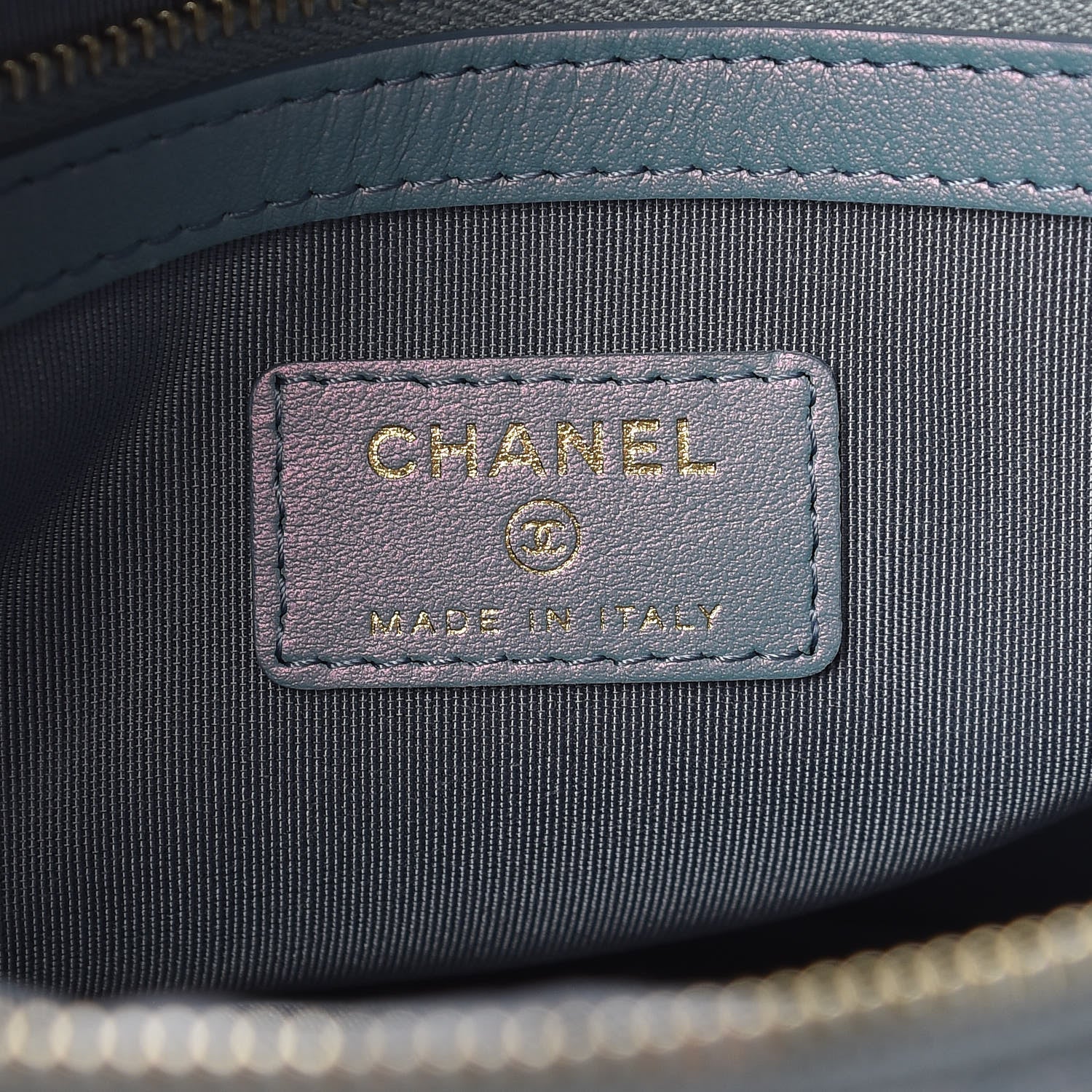 Chanel Iridescent Crumpled Lambskin Double Cosmetic Case Light Blue 9 of 15