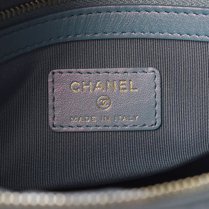 Chanel Iridescent Crumpled Lambskin Double Cosmetic Case Light Blue 9 of 15