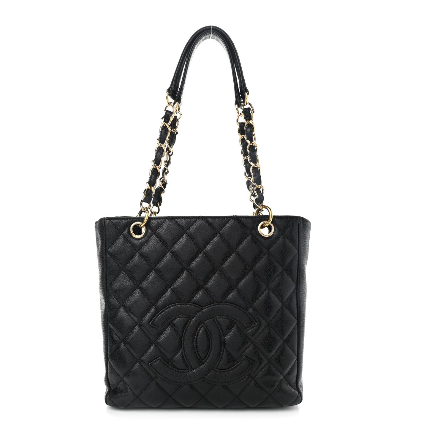 Caviar Quilted Petit Shopping Tote PST Black