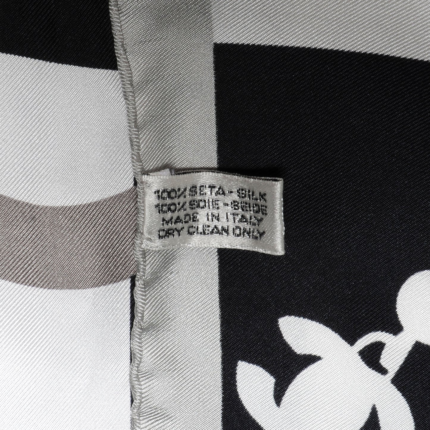 Silk CC Checkered Square Scarf Black White