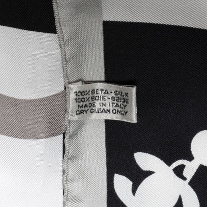 Chanel Silk CC Checkered Square Scarf Black White 4 of 4