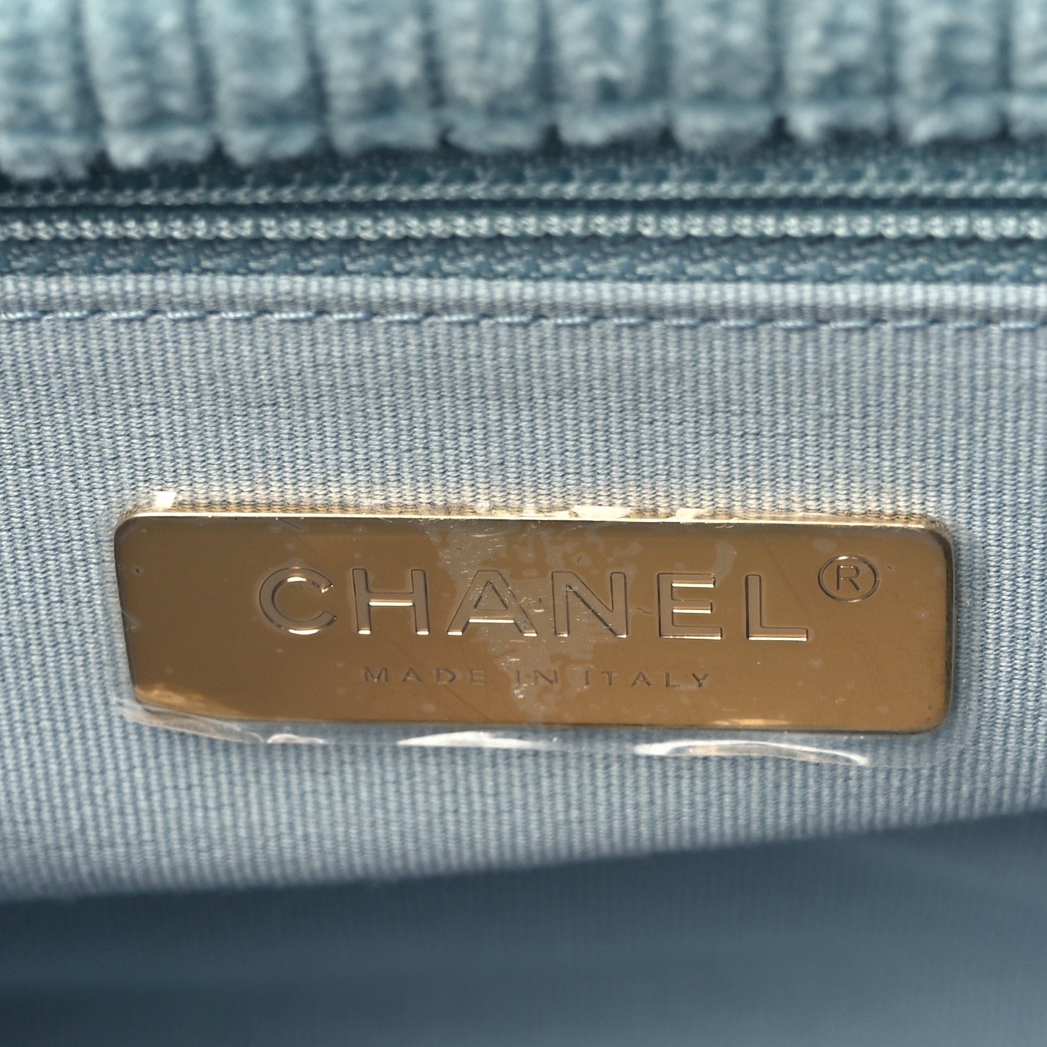 Chanel Corduroy Quilted Medium Chanel 19 Flap Light Blue 6 of 9