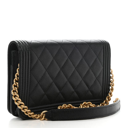 Chanel Caviar Quilted Boy Wallet On Chain WOC Black 3 of 11