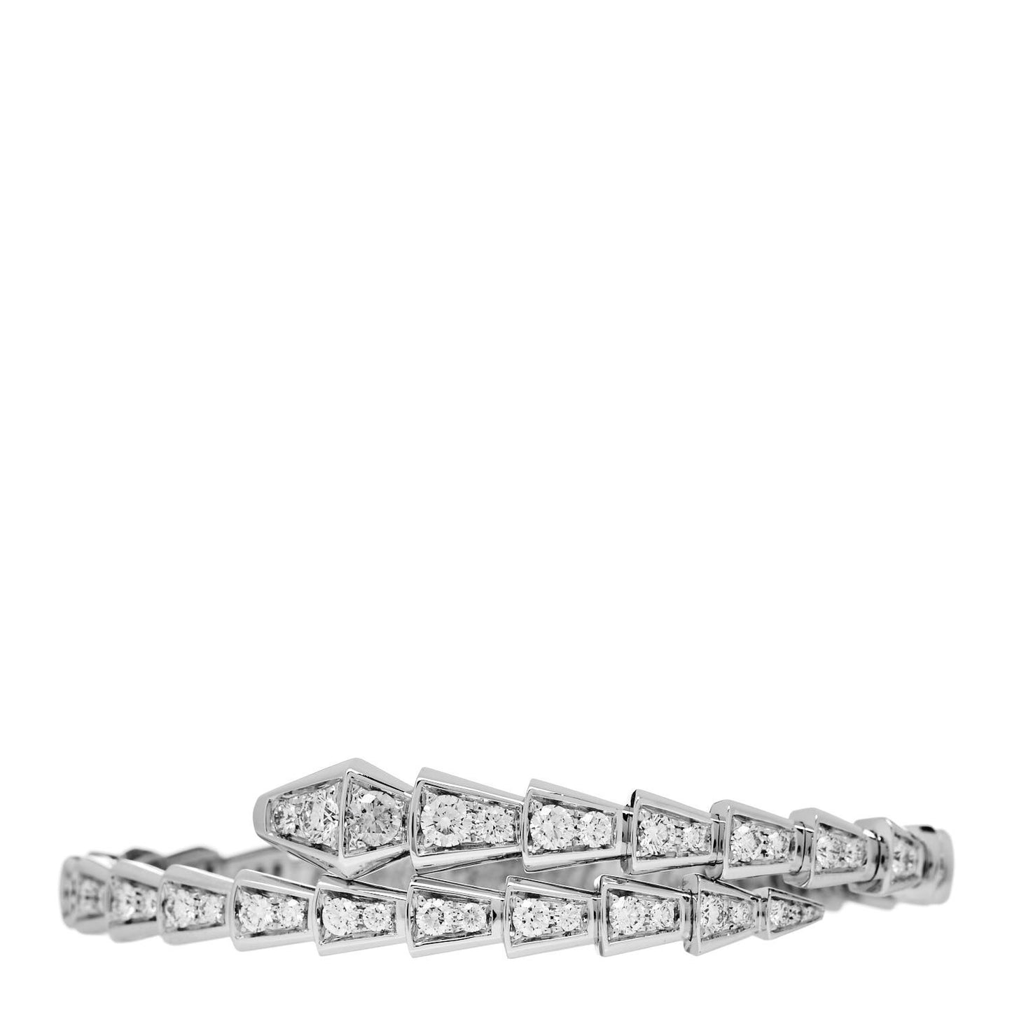 18K White Gold Diamond Serpenti Viper Pave Bracelet M