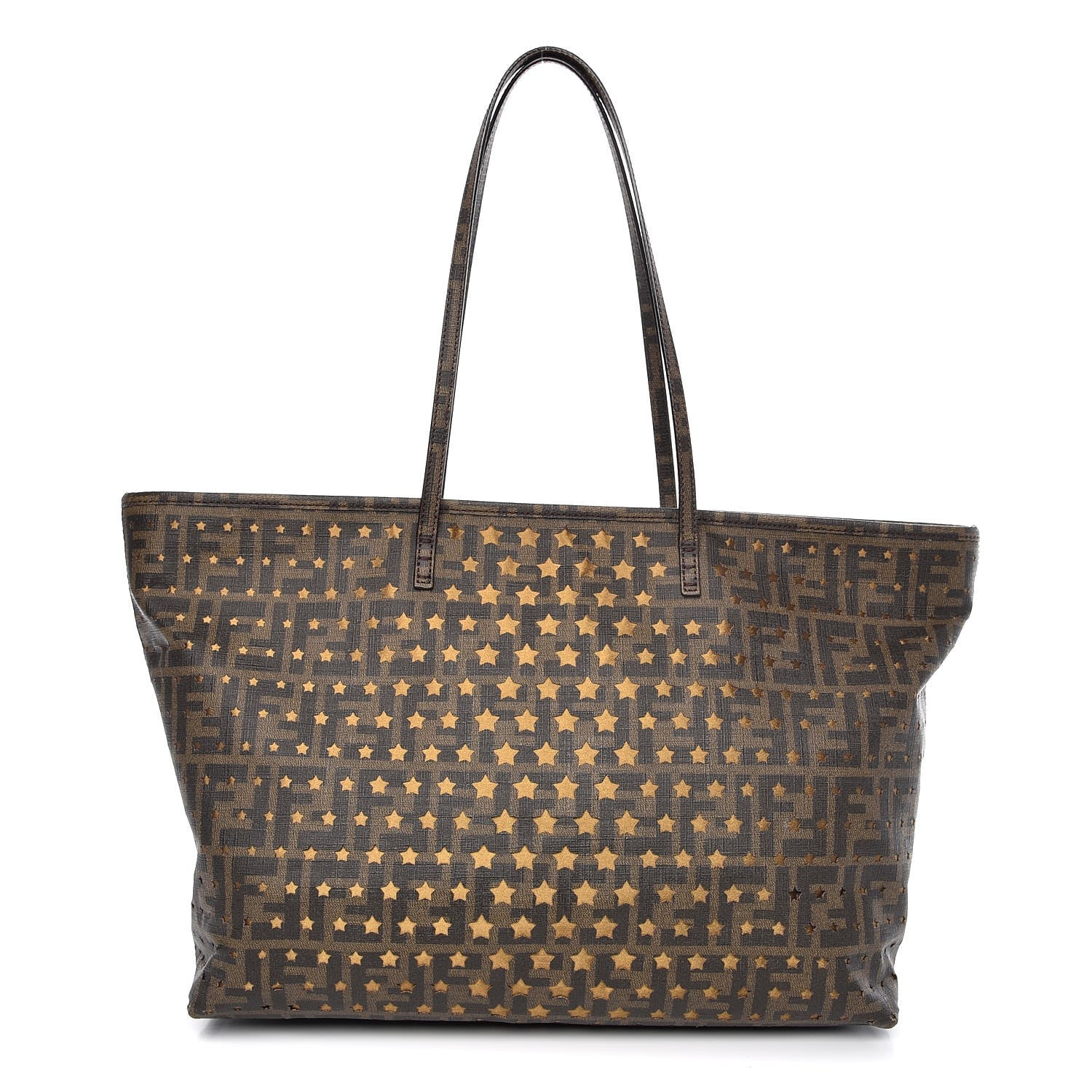 Fendi Zucca Spalmati Stars Medium Roll Tote Tobacco 1 of 7