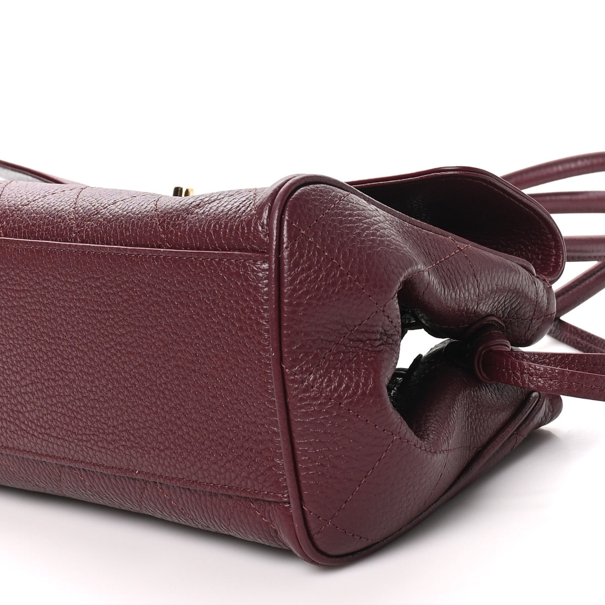 Grained Calfskin Stitched Urban Essentials Small Shopping Bag Burgundy
