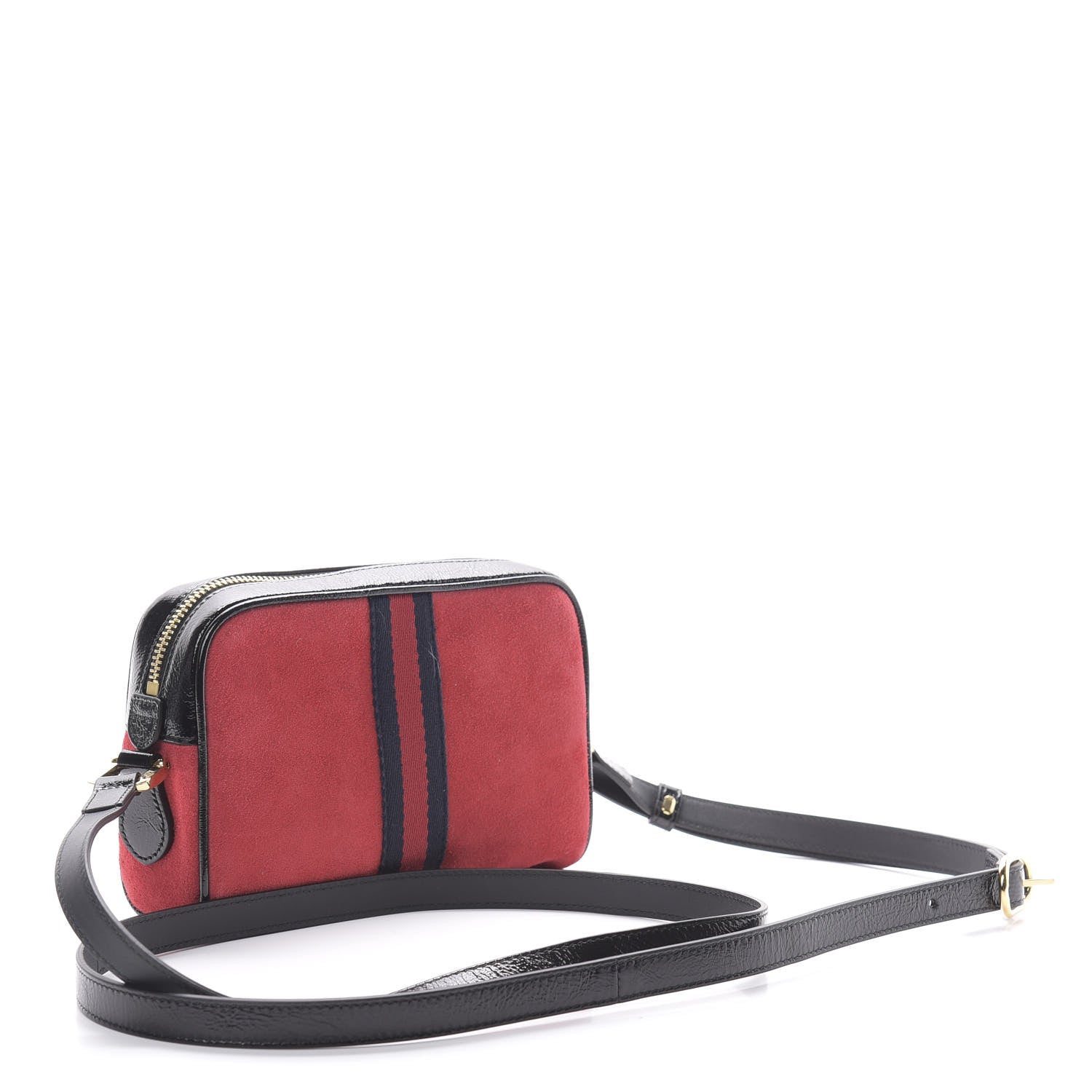 Gucci Suede Patent Web Mini Ophidia Shoulder Bag Red 2 of 10