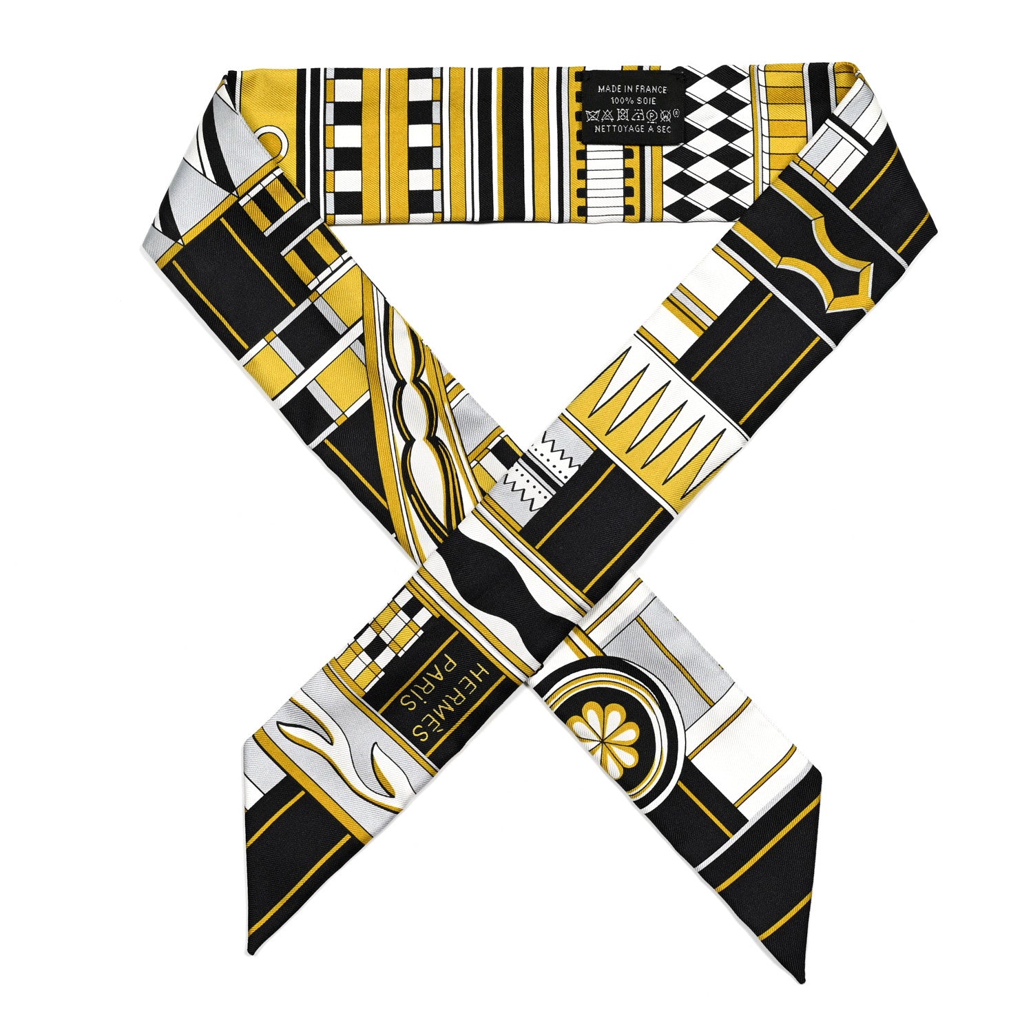 Hermes Silk Voltes Et Pirouettes Twilly Black Or White 1 of 4