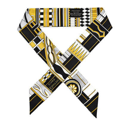 Hermes Silk Voltes Et Pirouettes Twilly Black Or White 1 of 4