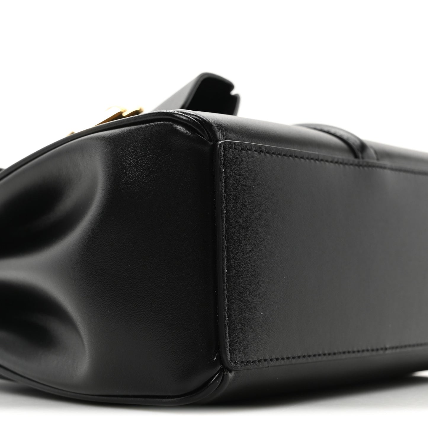 Satinated Calfskin Mini 16 Top Handle Bag Black