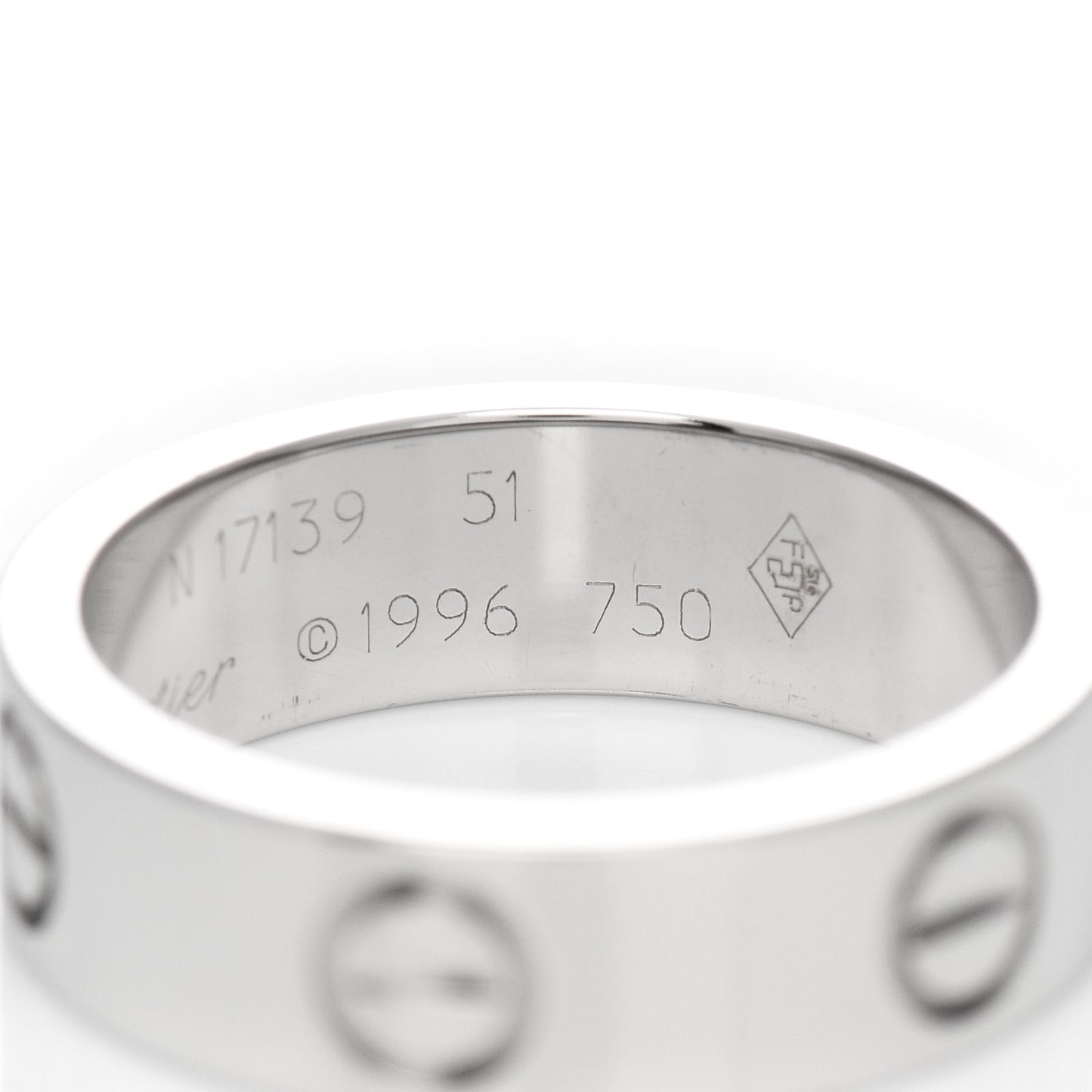 18K White Gold 5.5mm LOVE Ring 51 5.75