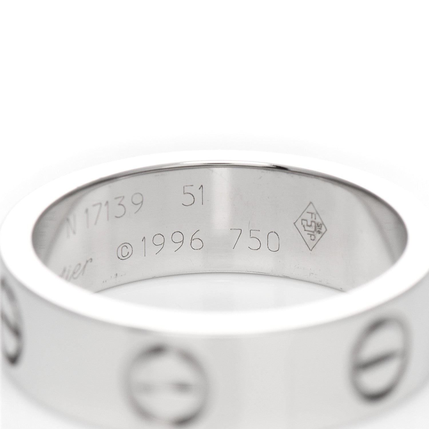 Cartier 18K White Gold 5.5mm LOVE Ring 51 5.75 5 of 5
