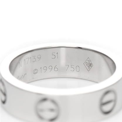 Cartier 18K White Gold 5.5mm LOVE Ring 51 5.75 5 of 5