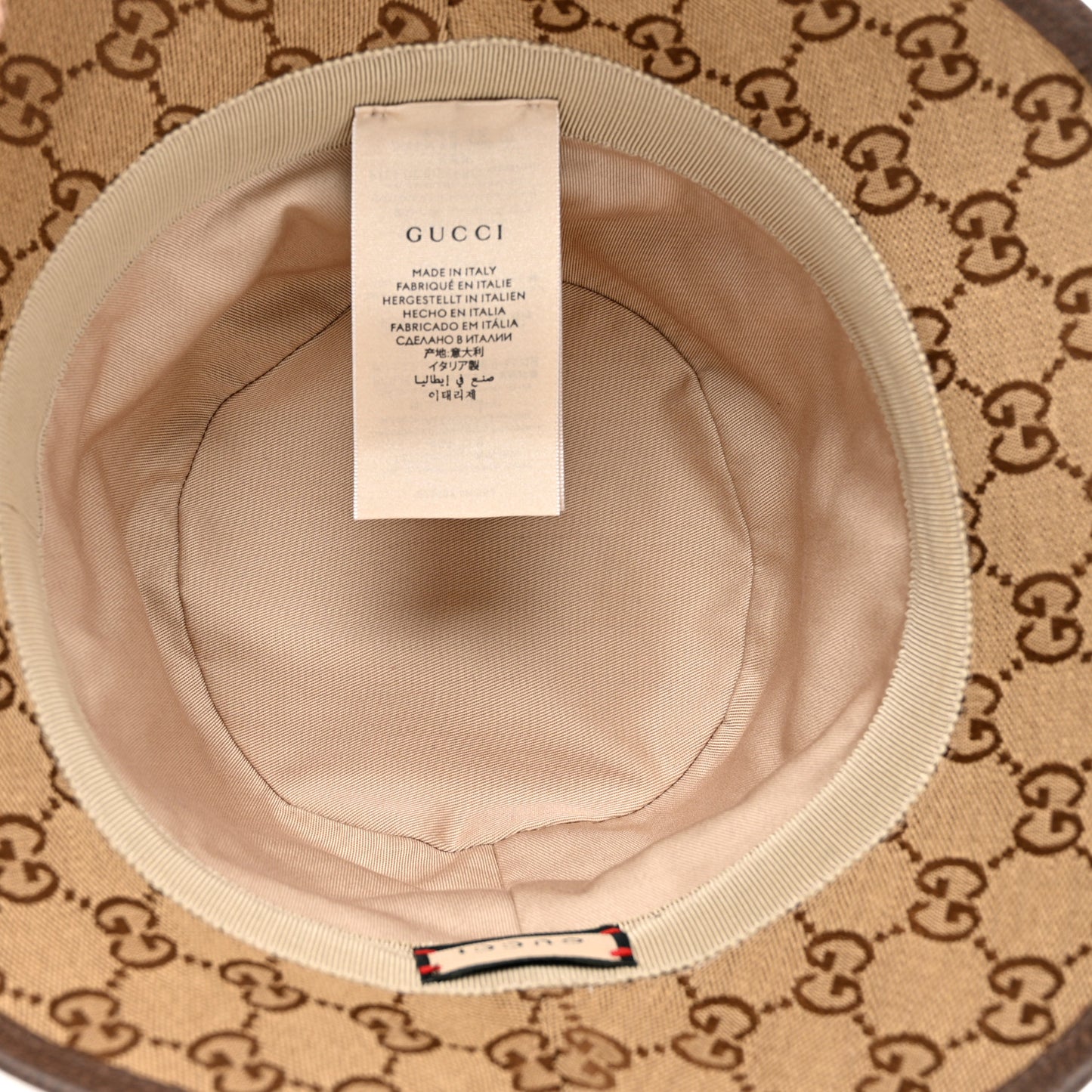 Monogram Textured Dollar Calfskin GG Jago Bucket Hat M Cacao Beige