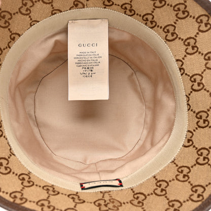Gucci Monogram Textured Dollar Calfskin GG Jago Bucket Hat M Cacao Beige 7 of 9